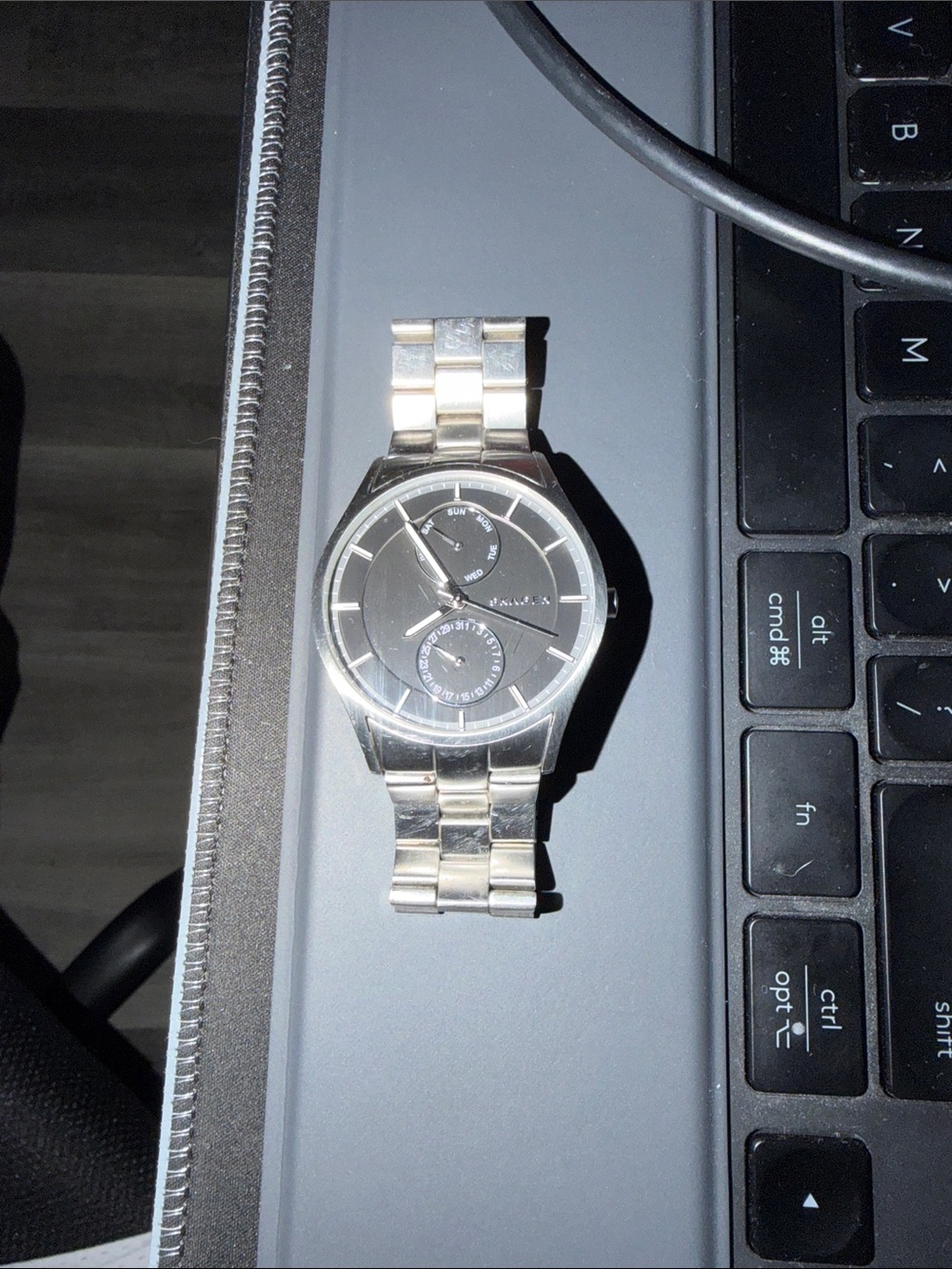 Skagen Silver-Tone Bracelet Watch with Black Dial
